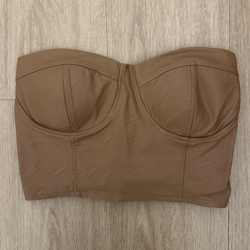 Brown Cropped Strapless Top. Size S. Brand is Venti6.
